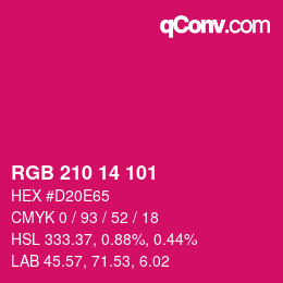 Color code: RGB 210 14 101 | qconv.com