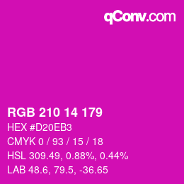 Color code: RGB 210 14 179 | qconv.com