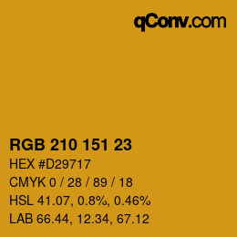 Color code: RGB 210 151 23 | qconv.com