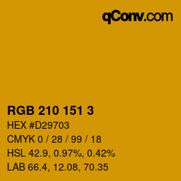 Color code: RGB 210 151 3 | qconv.com