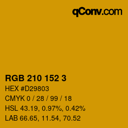 カラーコード: RGB 210 152 3 | qconv.com