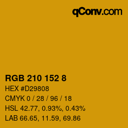 カラーコード: RGB 210 152 8 | qconv.com