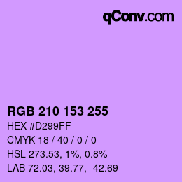 Color code: RGB 210 153 255 | qconv.com