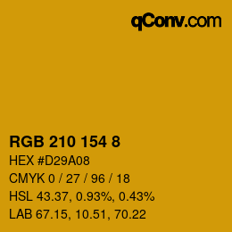 カラーコード: RGB 210 154 8 | qconv.com