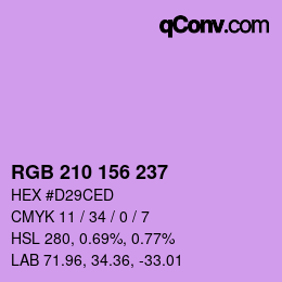 Color code: RGB 210 156 237 | qconv.com