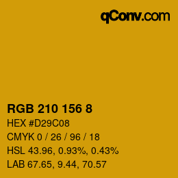 カラーコード: RGB 210 156 8 | qconv.com