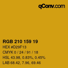 Color code: RGB 210 159 19 | qconv.com