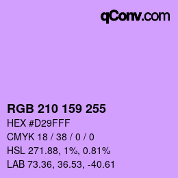 Color code: RGB 210 159 255 | qconv.com