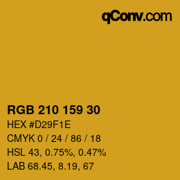 カラーコード: RGB 210 159 30 | qconv.com