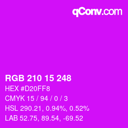 Color code: RGB 210 15 248 | qconv.com