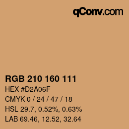 Color code: RGB 210 160 111 | qconv.com