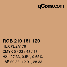 カラーコード: RGB 210 161 120 | qconv.com