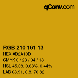 Color code: RGB 210 161 13 | qconv.com