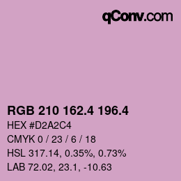カラーコード: RGB 210 162.4 196.4 | qconv.com