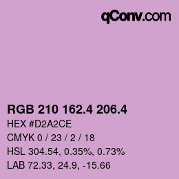 カラーコード: RGB 210 162.4 206.4 | qconv.com