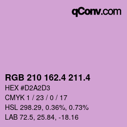 カラーコード: RGB 210 162.4 211.4 | qconv.com
