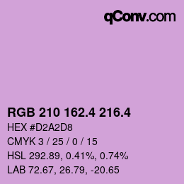 カラーコード: RGB 210 162.4 216.4 | qconv.com