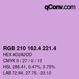 カラーコード: RGB 210 162.4 221.4 | qconv.com