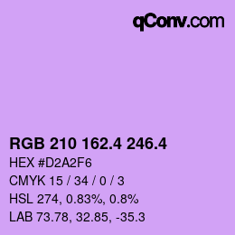 カラーコード: RGB 210 162.4 246.4 | qconv.com