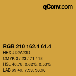 カラーコード: RGB 210 162.4 61.4 | qconv.com