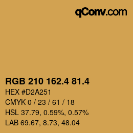 カラーコード: RGB 210 162.4 81.4 | qconv.com