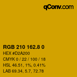 カラーコード: RGB 210 162.8 0 | qconv.com