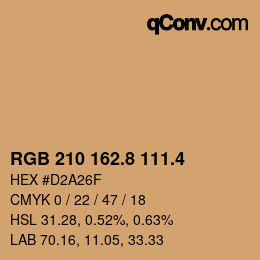 カラーコード: RGB 210 162.8 111.4 | qconv.com