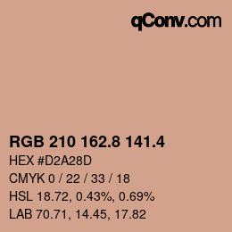 カラーコード: RGB 210 162.8 141.4 | qconv.com