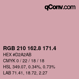 カラーコード: RGB 210 162.8 171.4 | qconv.com