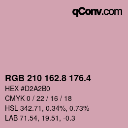 カラーコード: RGB 210 162.8 176.4 | qconv.com