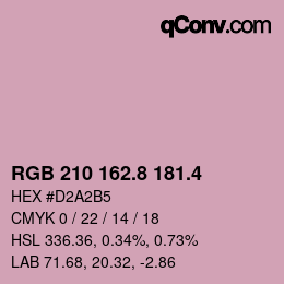 カラーコード: RGB 210 162.8 181.4 | qconv.com