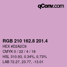 カラーコード: RGB 210 162.8 201.4 | qconv.com