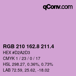 カラーコード: RGB 210 162.8 211.4 | qconv.com