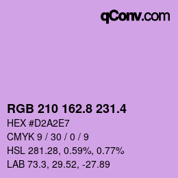 カラーコード: RGB 210 162.8 231.4 | qconv.com
