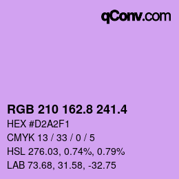 カラーコード: RGB 210 162.8 241.4 | qconv.com