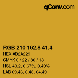 カラーコード: RGB 210 162.8 41.4 | qconv.com