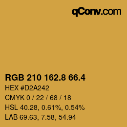 カラーコード: RGB 210 162.8 66.4 | qconv.com