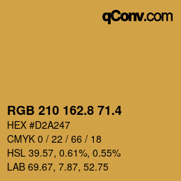 カラーコード: RGB 210 162.8 71.4 | qconv.com