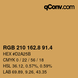カラーコード: RGB 210 162.8 91.4 | qconv.com