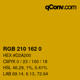 Color code: RGB 210 162 0 | qconv.com