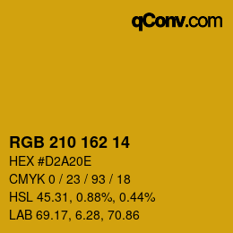 Color code: RGB 210 162 14 | qconv.com