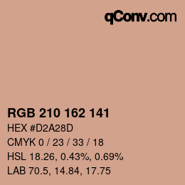 カラーコード: RGB 210 162 141 | qconv.com