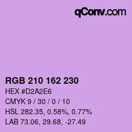Color code: RGB 210 162 230 | qconv.com