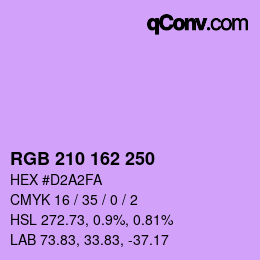 Color code: RGB 210 162 250 | qconv.com