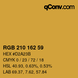 Color code: RGB 210 162 59 | qconv.com
