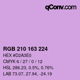 カラーコード: RGB 210 163 224 | qconv.com
