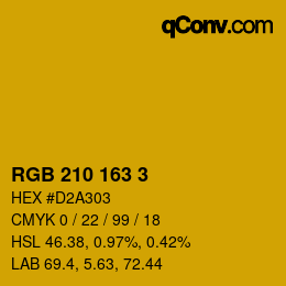 Color code: RGB 210 163 3 | qconv.com