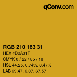 Color code: RGB 210 163 31 | qconv.com