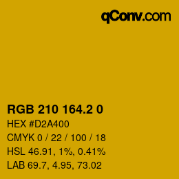 カラーコード: RGB 210 164.2 0 | qconv.com