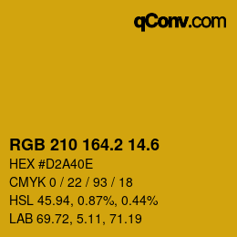 カラーコード: RGB 210 164.2 14.6 | qconv.com